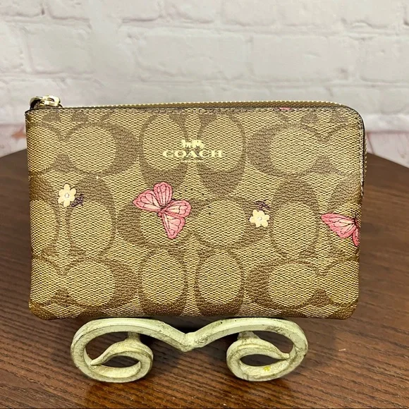 Coach Bags Coach Corner Zip Wristlet In Signature Canvas With